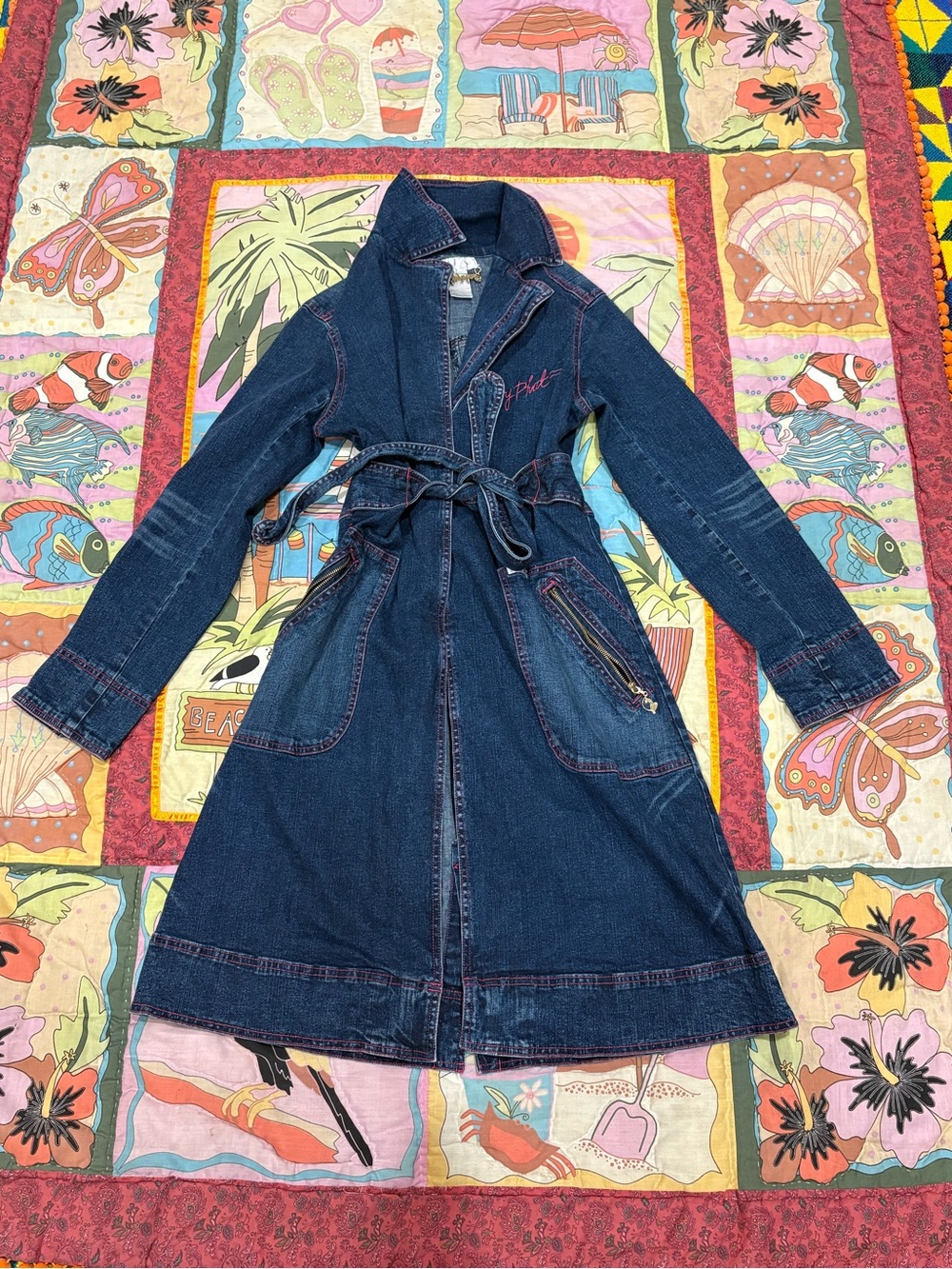 Women Kimora Authentic Baby Phat Jeans Dress Tunic Jacket size Medium